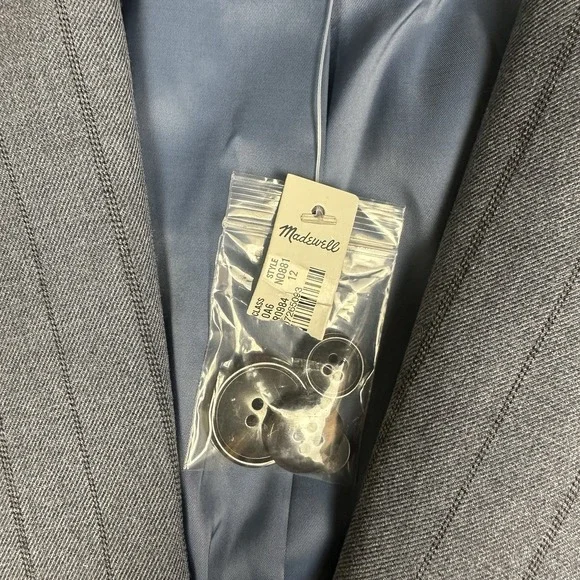 Madewell Alexa Chung Oversized Blazer Women's Size 12 Blue Gray Pinstripe NWT - Picture 9 of 13